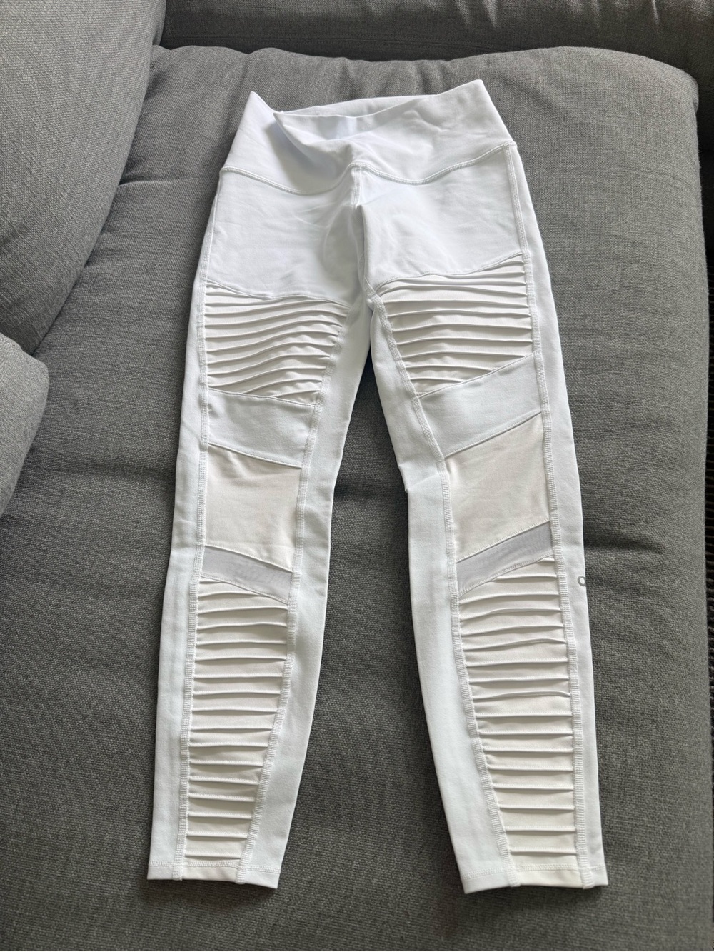 Women’s White High-Waist Moto Leggings